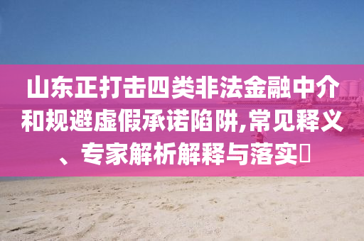 山東正打擊四類非法金融中介和規(guī)避虛假承諾陷阱,常見釋義、專家解析解釋與落實?