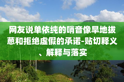 網(wǎng)友說(shuō)單依純的哨音像旱地拔蔥和拒絕虛假的承諾-貼切釋義、解釋與落實(shí)