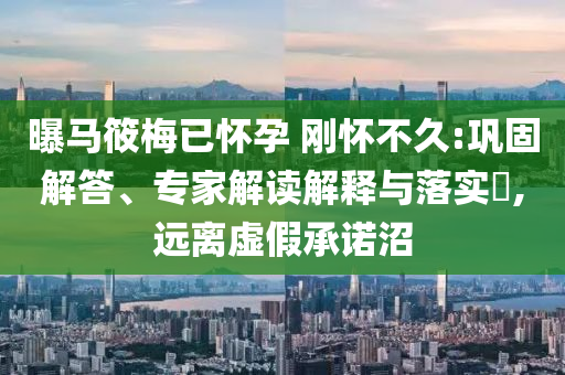曝馬筱梅已懷孕 剛懷不久:鞏固解答、專家解讀解釋與落實?,遠離虛假承諾沼