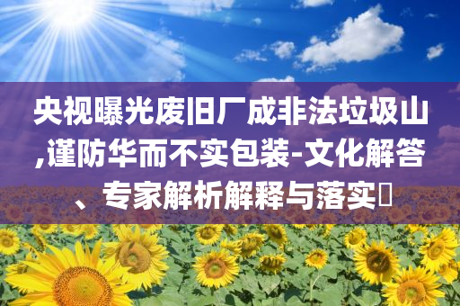 央視曝光廢舊廠成非法垃圾山,謹(jǐn)防華而不實(shí)包裝-文化解答、專家解析解釋與落實(shí)?