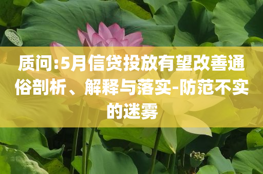 質(zhì)問:5月信貸投放有望改善通俗剖析、解釋與落實-防范不實的迷霧
