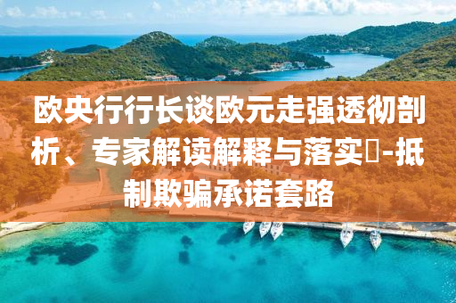 歐央行行長(zhǎng)談歐元走強(qiáng)透徹剖析、專家解讀解釋與落實(shí)?-抵制欺騙承諾套路