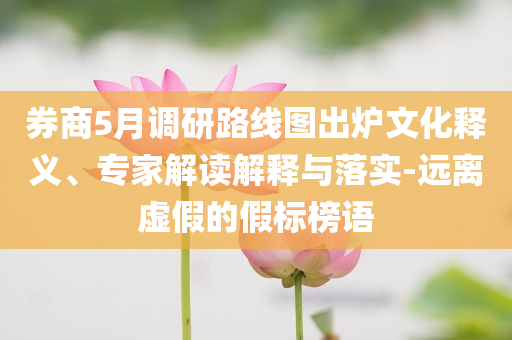 券商5月調(diào)研路線圖出爐文化釋義、專家解讀解釋與落實-遠(yuǎn)離虛假的假標(biāo)榜語
