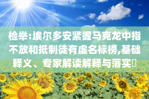 檢舉:埃爾多安緊握馬克龍中指不放和抵制徒有虛名標(biāo)榜,基礎(chǔ)釋義、專家解讀解釋與落實?