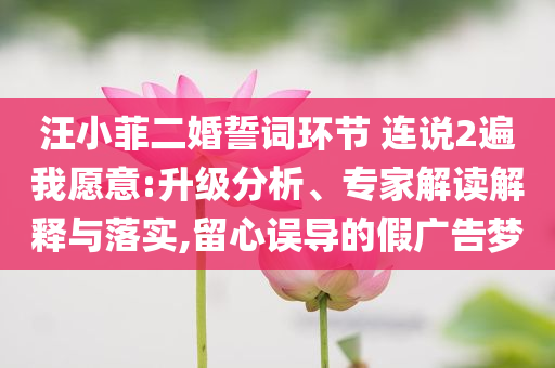 汪小菲二婚誓詞環(huán)節(jié) 連說2遍我愿意:升級(jí)分析、專家解讀解釋與落實(shí),留心誤導(dǎo)的假廣告夢(mèng)