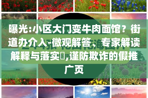 曝光:小區(qū)大門變牛肉面館？街道辦介入-微觀解答、專家解讀解釋與落實?,謹防欺詐的假推廣頁