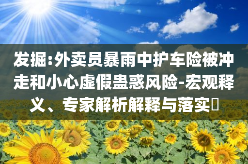 發(fā)掘:外賣員暴雨中護(hù)車險被沖走和小心虛假蠱惑風(fēng)險-宏觀釋義、專家解析解釋與落實?