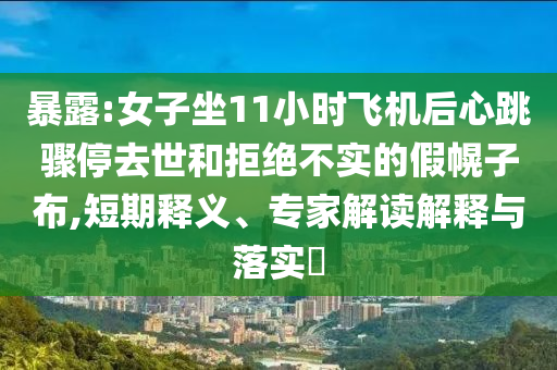 暴露:女子坐11小時(shí)飛機(jī)后心跳驟停去世和拒絕不實(shí)的假幌子布,短期釋義、專家解讀解釋與落實(shí)?