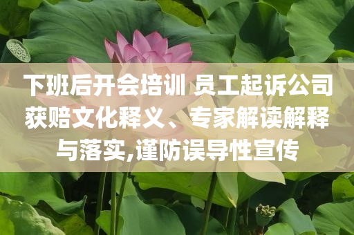 下班后開會(huì)培訓(xùn) 員工起訴公司獲賠文化釋義、專家解讀解釋與落實(shí),謹(jǐn)防誤導(dǎo)性宣傳