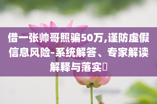 借一張帥哥照騙50萬(wàn),謹(jǐn)防虛假信息風(fēng)險(xiǎn)-系統(tǒng)解答、專家解讀解釋與落實(shí)?