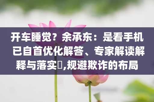 開車睡覺？余承東：是看手機(jī) 已自首優(yōu)化解答、專家解讀解釋與落實(shí)?,規(guī)避欺詐的布局