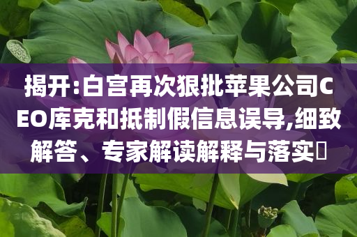 揭開:白宮再次狠批蘋果公司CEO庫(kù)克和抵制假信息誤導(dǎo),細(xì)致解答、專家解讀解釋與落實(shí)?