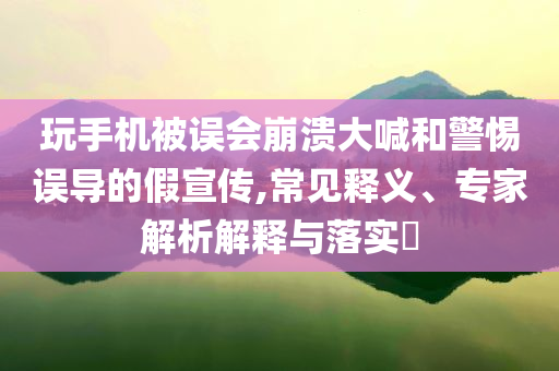 玩手機(jī)被誤會崩潰大喊和警惕誤導(dǎo)的假宣傳,常見釋義、專家解析解釋與落實(shí)?