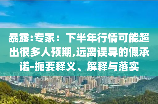 暴露:專家：下半年行情可能超出很多人預(yù)期,遠(yuǎn)離誤導(dǎo)的假承諾-扼要釋義、解釋與落實