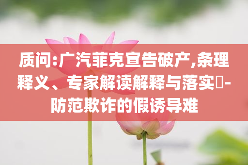質(zhì)問:廣汽菲克宣告破產(chǎn),條理釋義、專家解讀解釋與落實(shí)?-防范欺詐的假誘導(dǎo)難