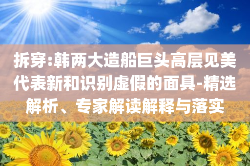 拆穿:韓兩大造船巨頭高層見(jiàn)美代表新和識(shí)別虛假的面具-精選解析、專家解讀解釋與落實(shí)