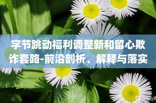 字節(jié)跳動(dòng)福利調(diào)整新和留心欺詐套路-前沿剖析、解釋與落實(shí)