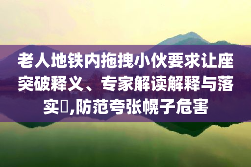老人地鐵內(nèi)拖拽小伙要求讓座突破釋義、專(zhuān)家解讀解釋與落實(shí)?,防范夸張幌子危害